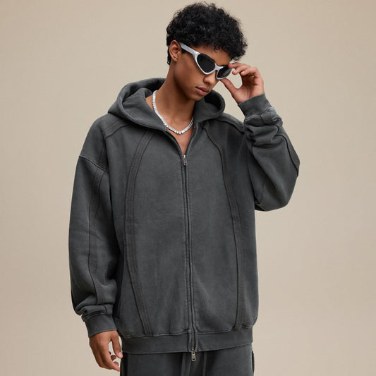 Structured Panel | Baggy Zip-Up Hoodie