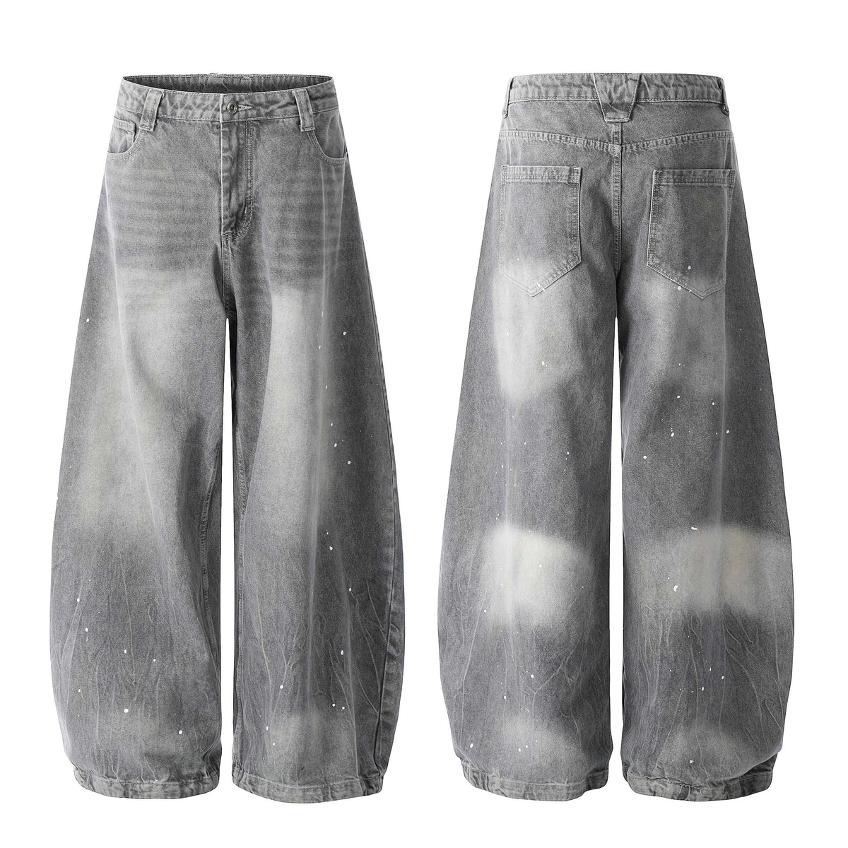 Ink-Splatter Wide-Leg Jeans - OMYGOODS