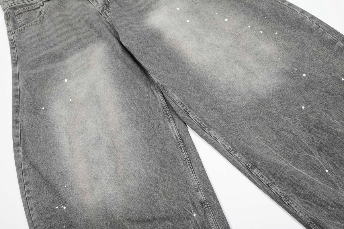 Ink-Splatter Wide-Leg Jeans - OMYGOODS