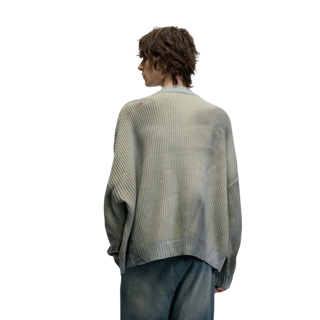 Faded Ribbed Knit Sweater