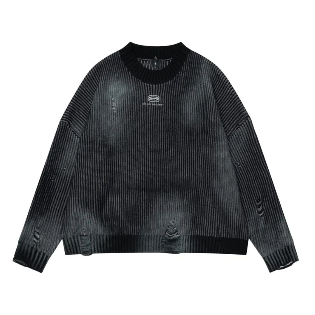 Faded Ribbed Knit Sweater