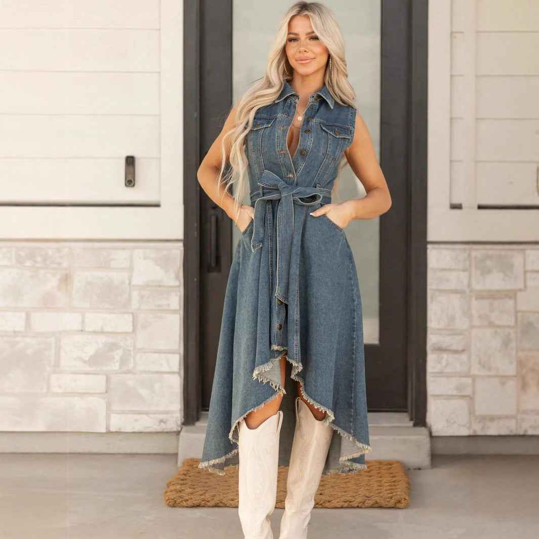 Cowboy dress, fashionable sleeveless, irregular personality