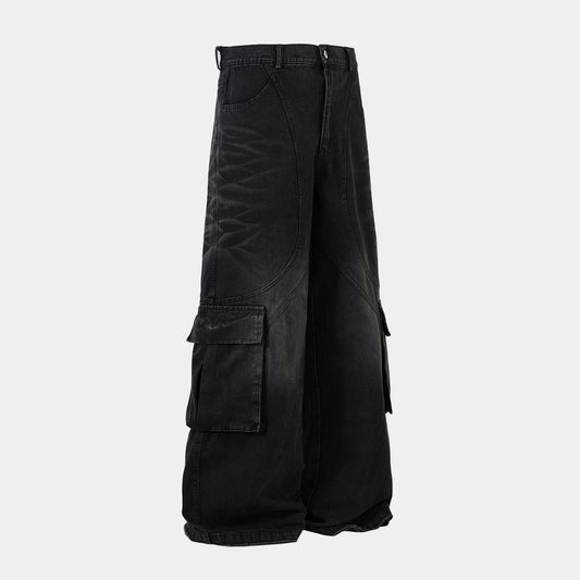 Distressed Multi-Pocket | Washed Jeans
