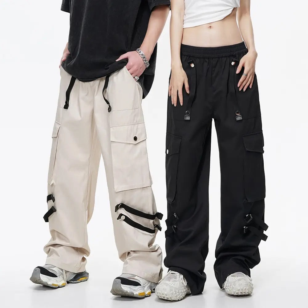 Striped Ribbon Cargo Pants
