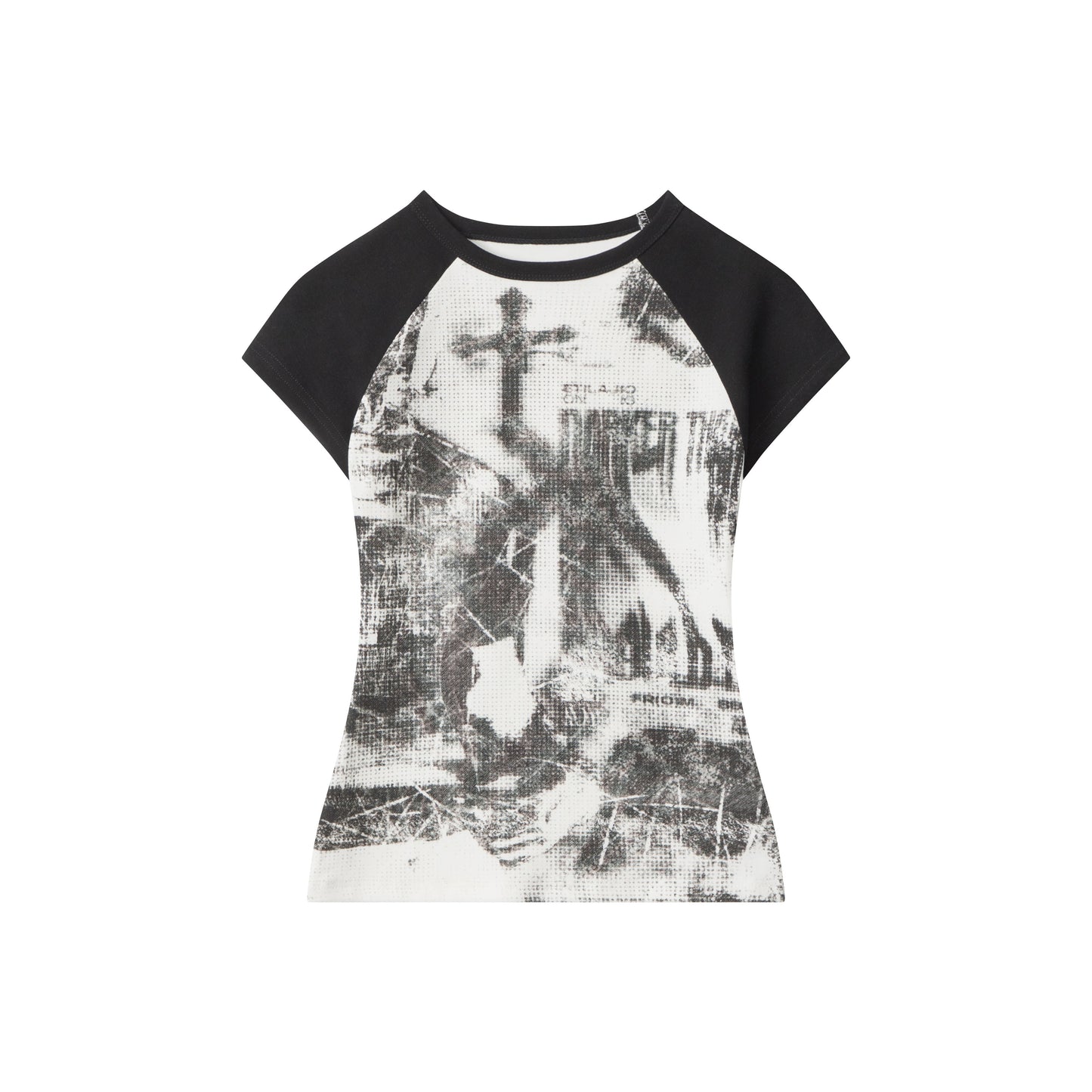 Grunge Cross | Fitted Graphic Raglan Tee