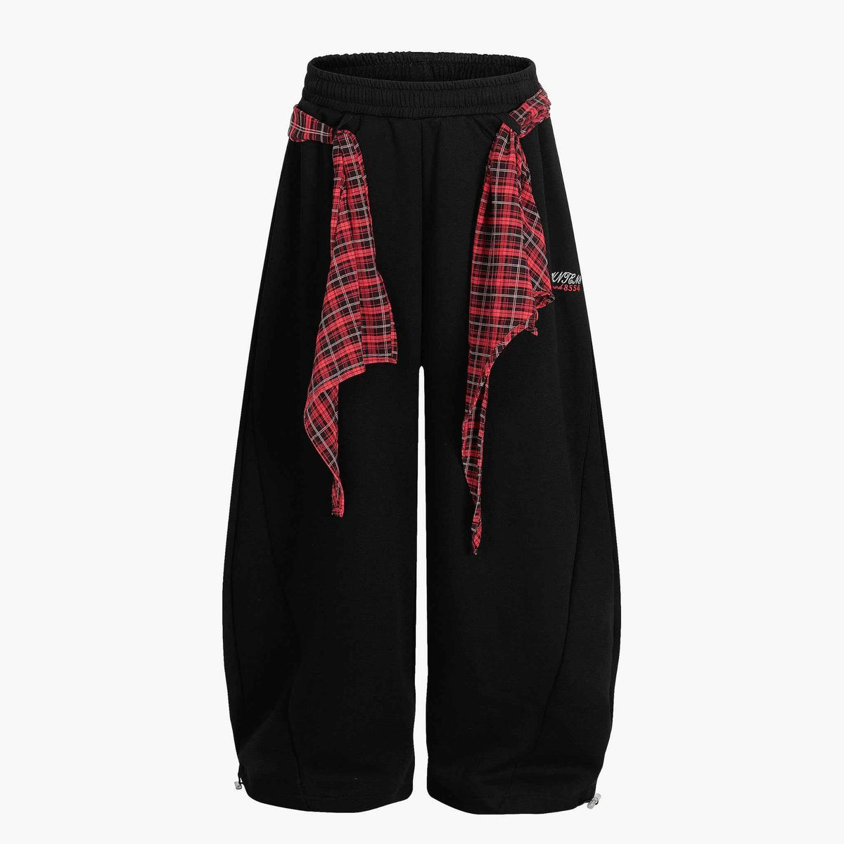 Street Detachable Plaid Waistband Machete Casual Pants