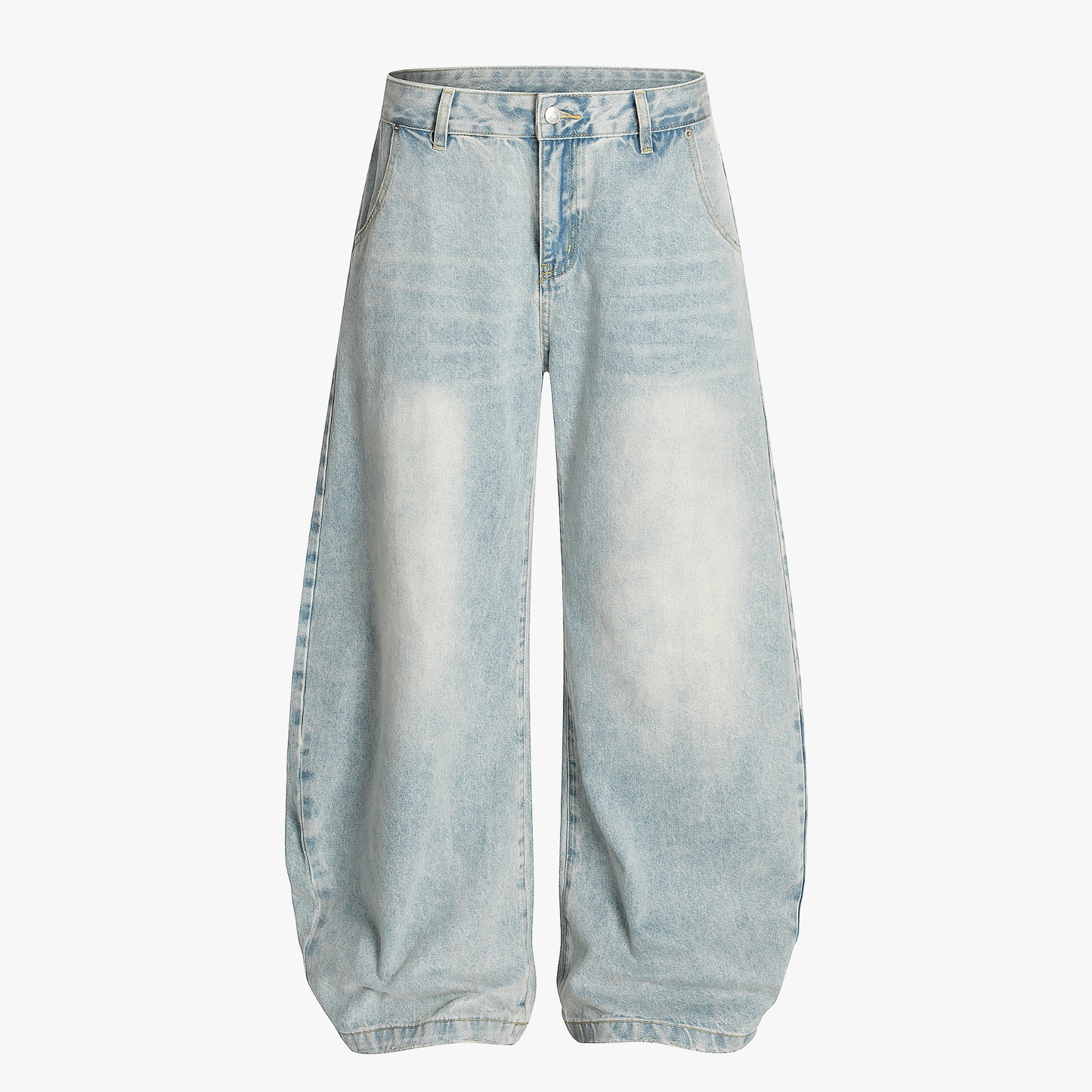 Denim Washed Distressed Barrel Jeans