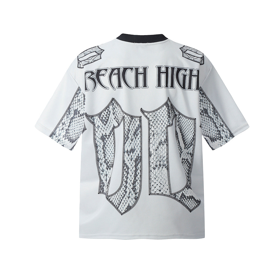Jersey Style Snake Print T-Shirt - A Bold Athletic Look