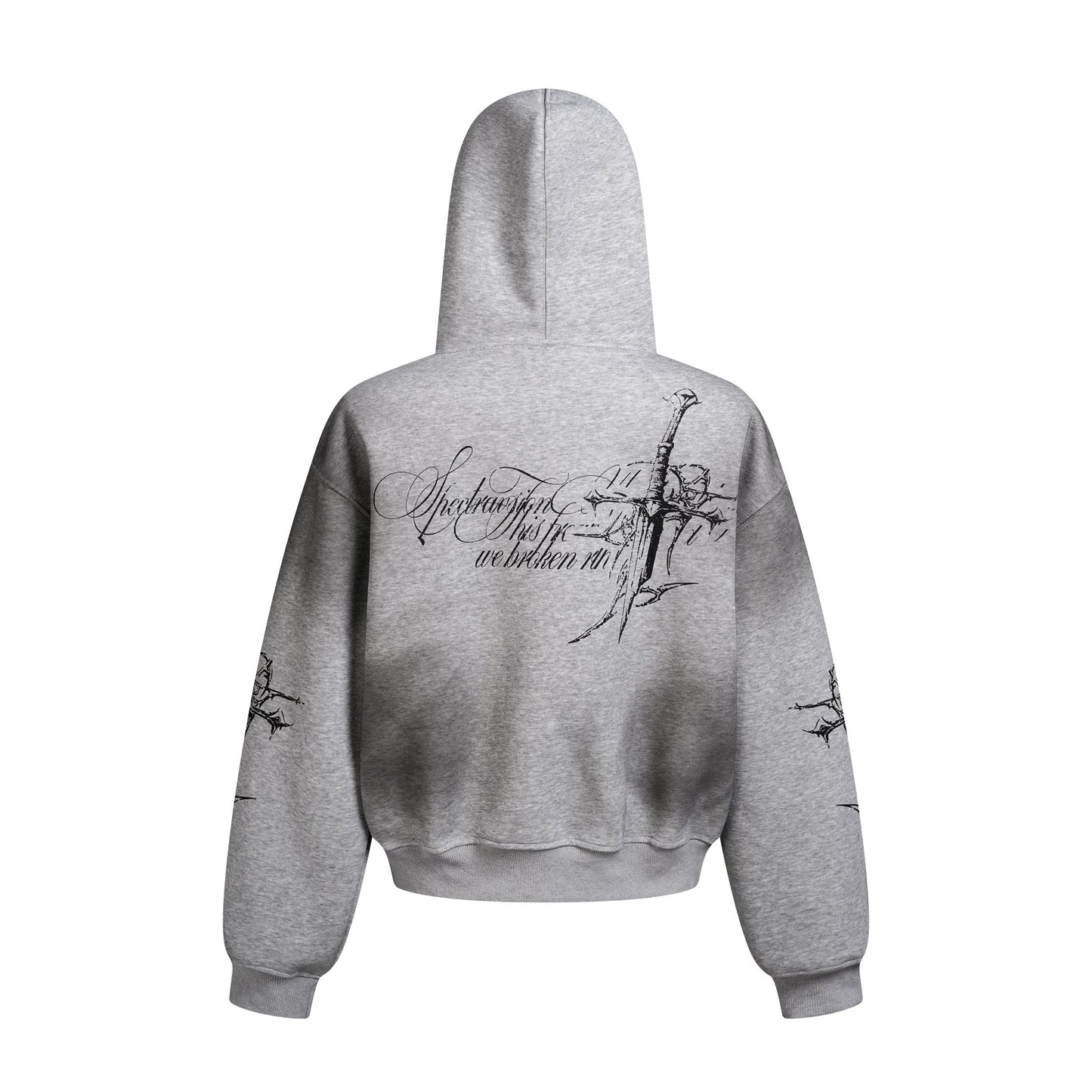 Street Wasteland Washed Cross Print Zip Up Jacket