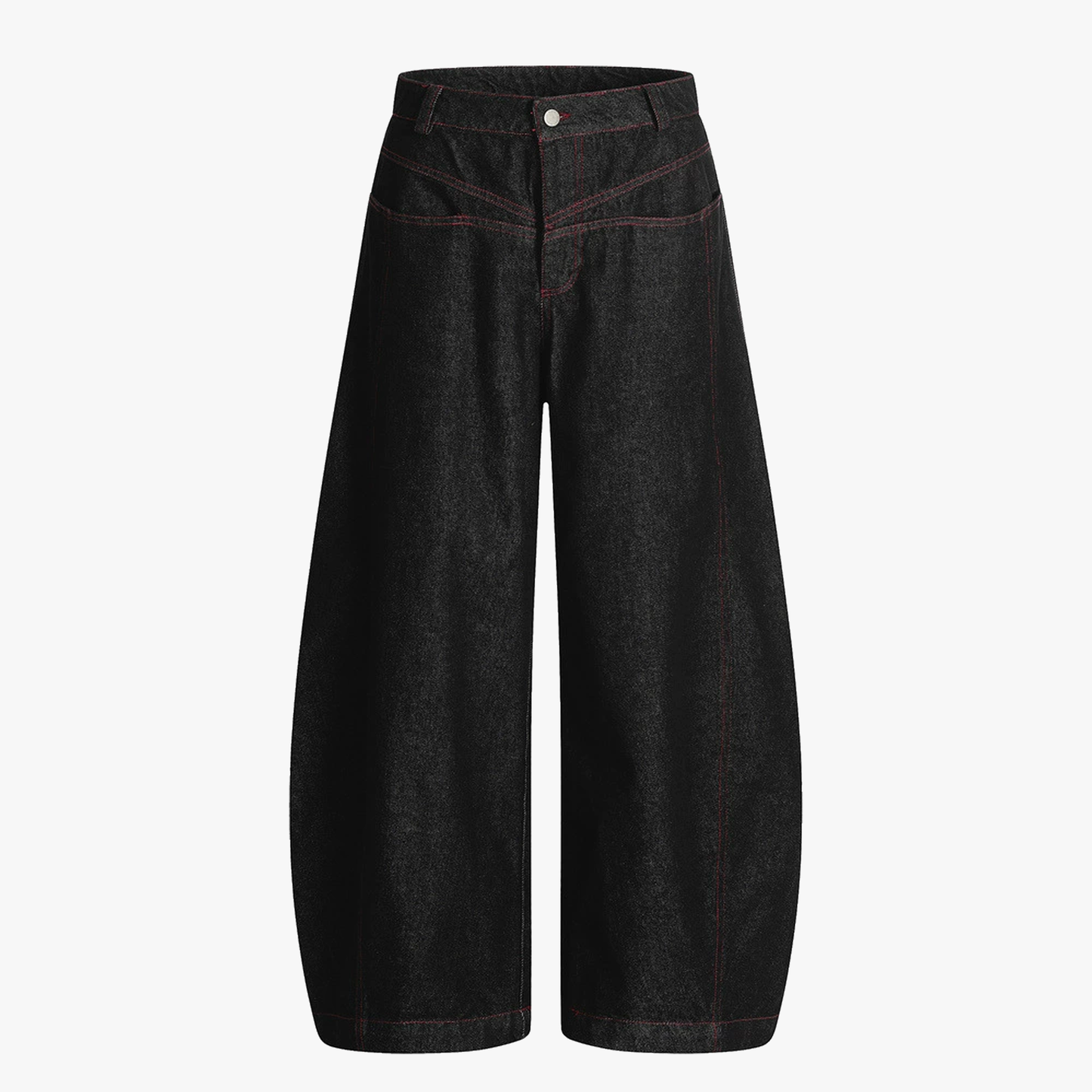Street Culottes Red Stitching Barrel Jeans