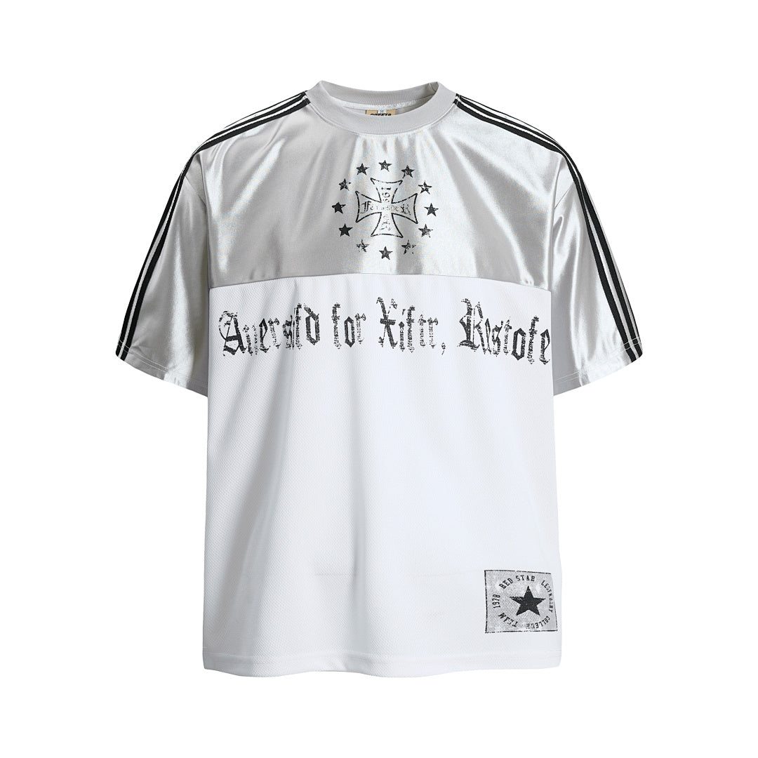 Gothic Chrome Mixed-Media Retro Jersey