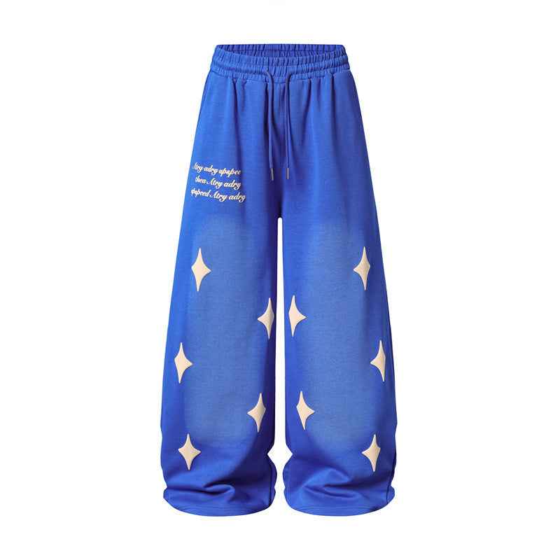 Spray Paint Star Print Distressed Sweatpants