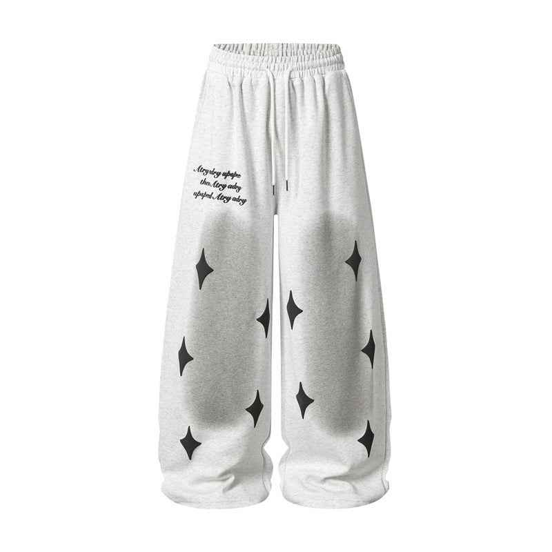 Spray Paint Star Print Distressed Sweatpants