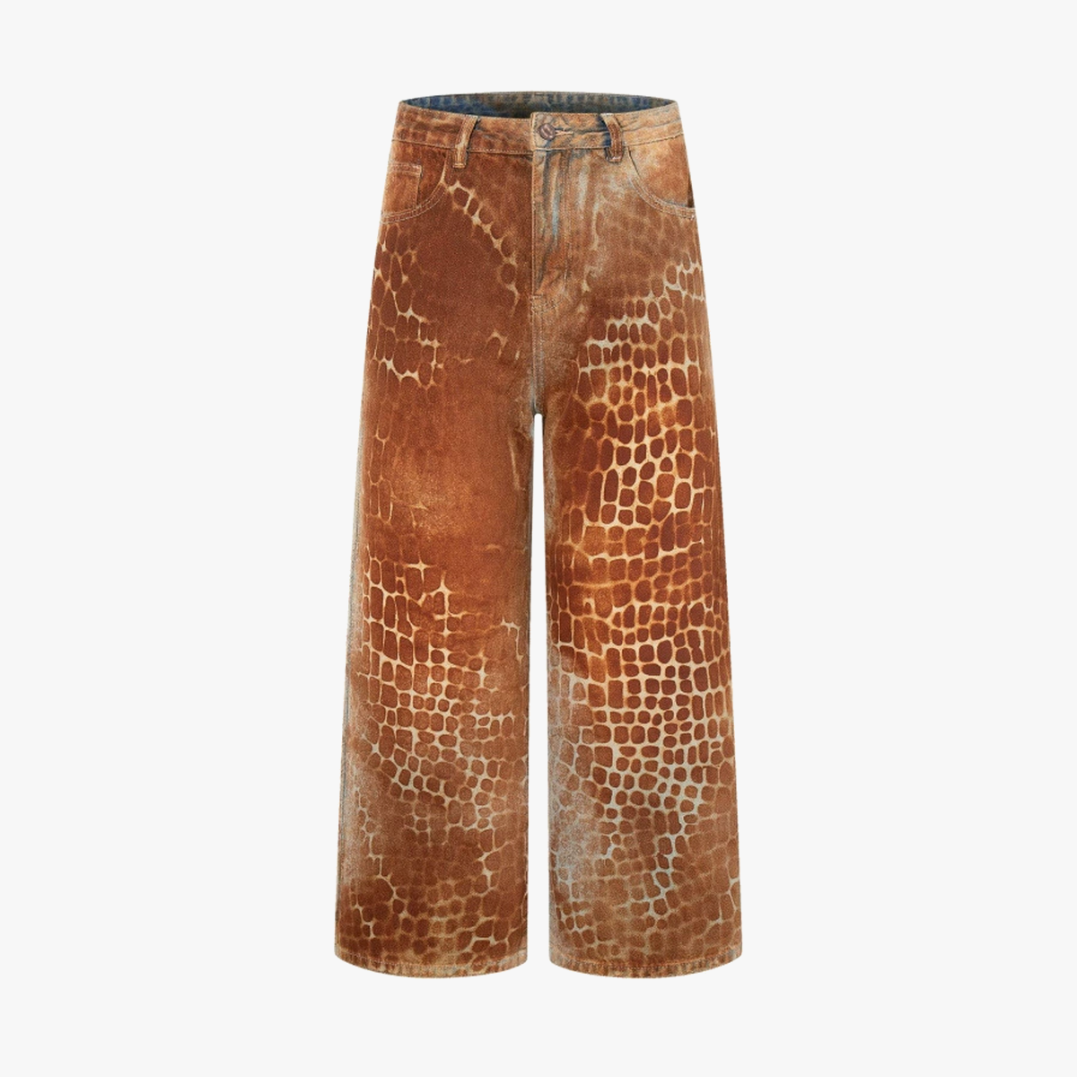 Croc Texture Washed Wide Leg Jeans