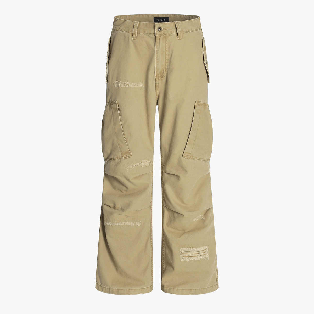 Cotton Hole Patch Pleated Multi-Pocket Cargo Casual Pants - OMYGOODS