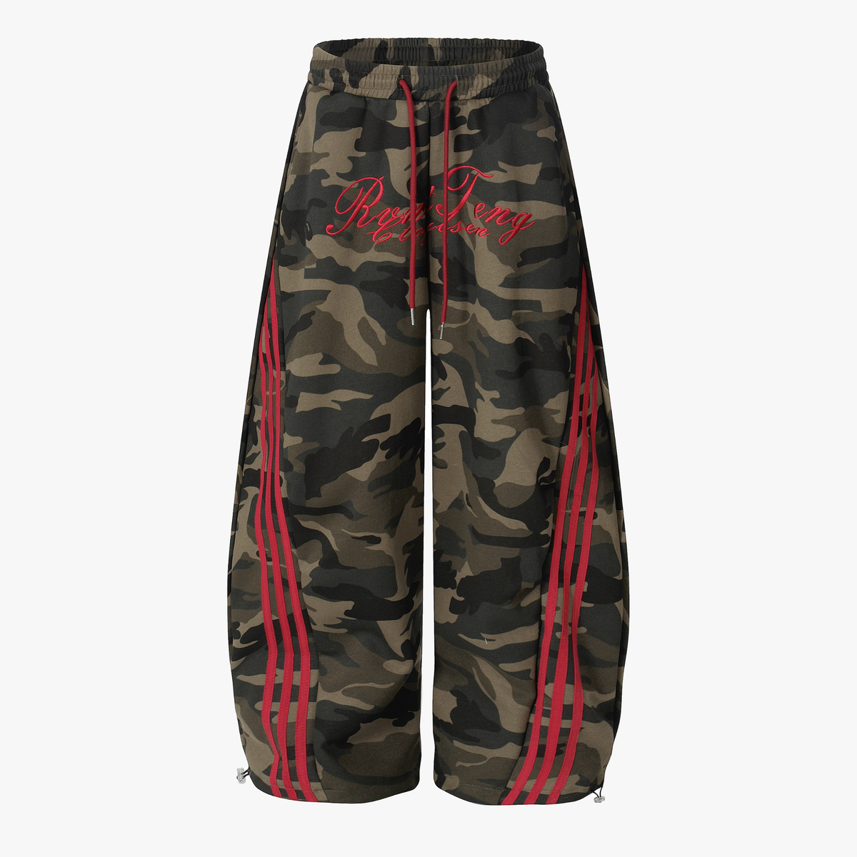 Retro Patchwork Embroidered Camouflage Barrel Pants - OMYGOODS