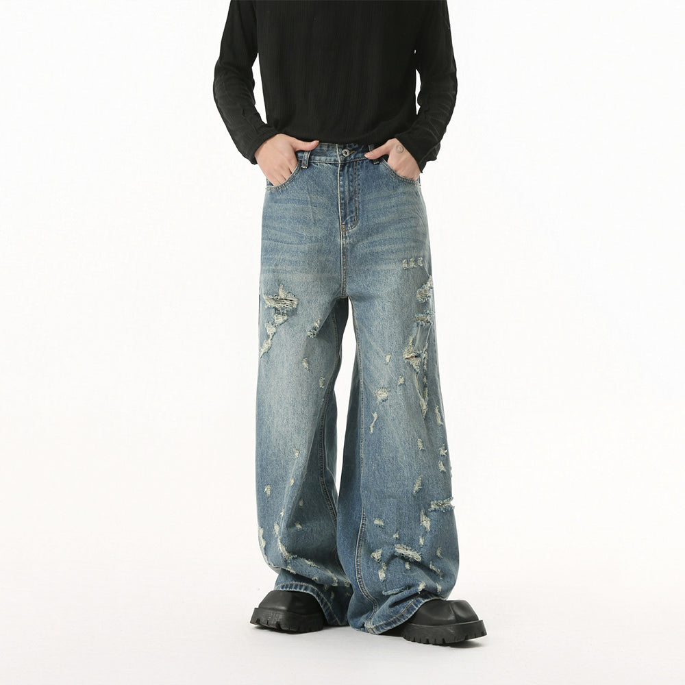 Washed Ripped | Straight Denim Jeans