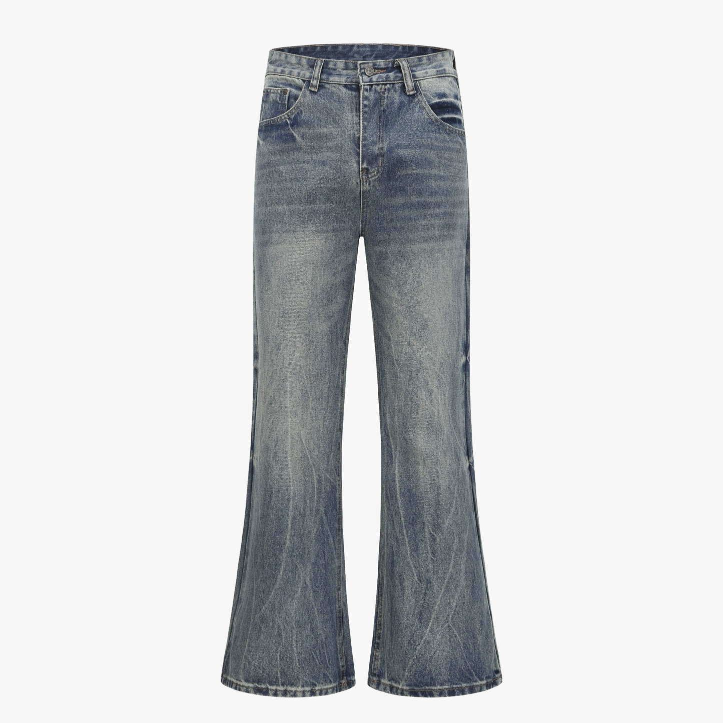 Retro Washed Faded Flared Jeans