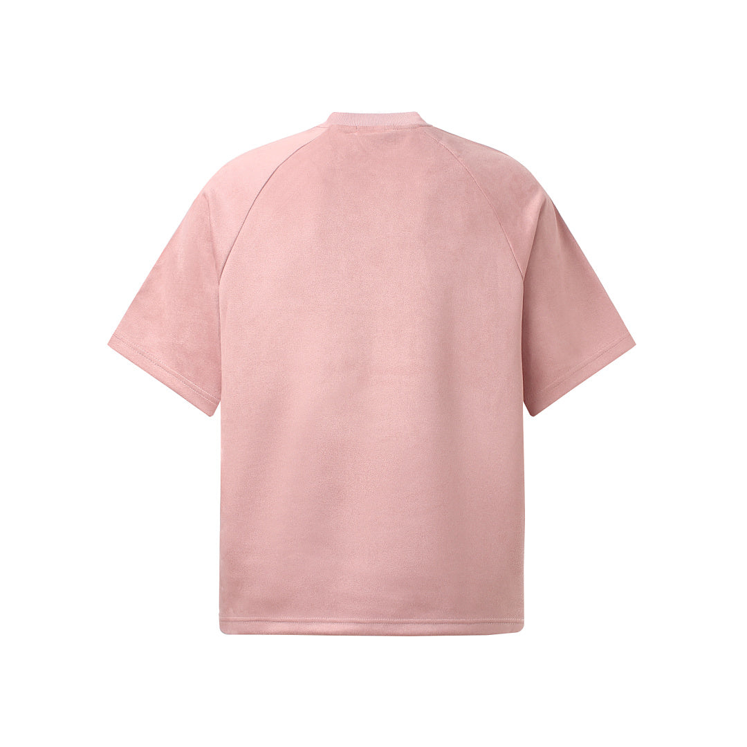 Suede Panel Embroidered Logo Short Sleeve T-Shirt