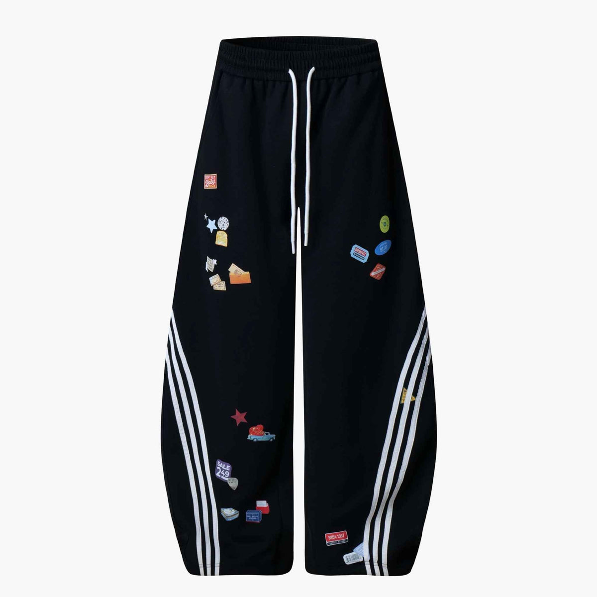 Street Patterned Striped Barrel Casual Pants