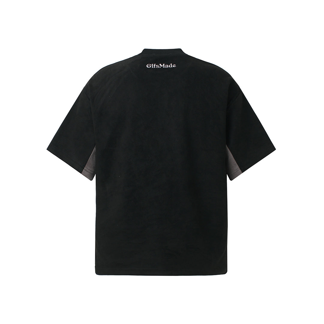 Letter Embroidered Patchwork Short Sleeve T-Shirt