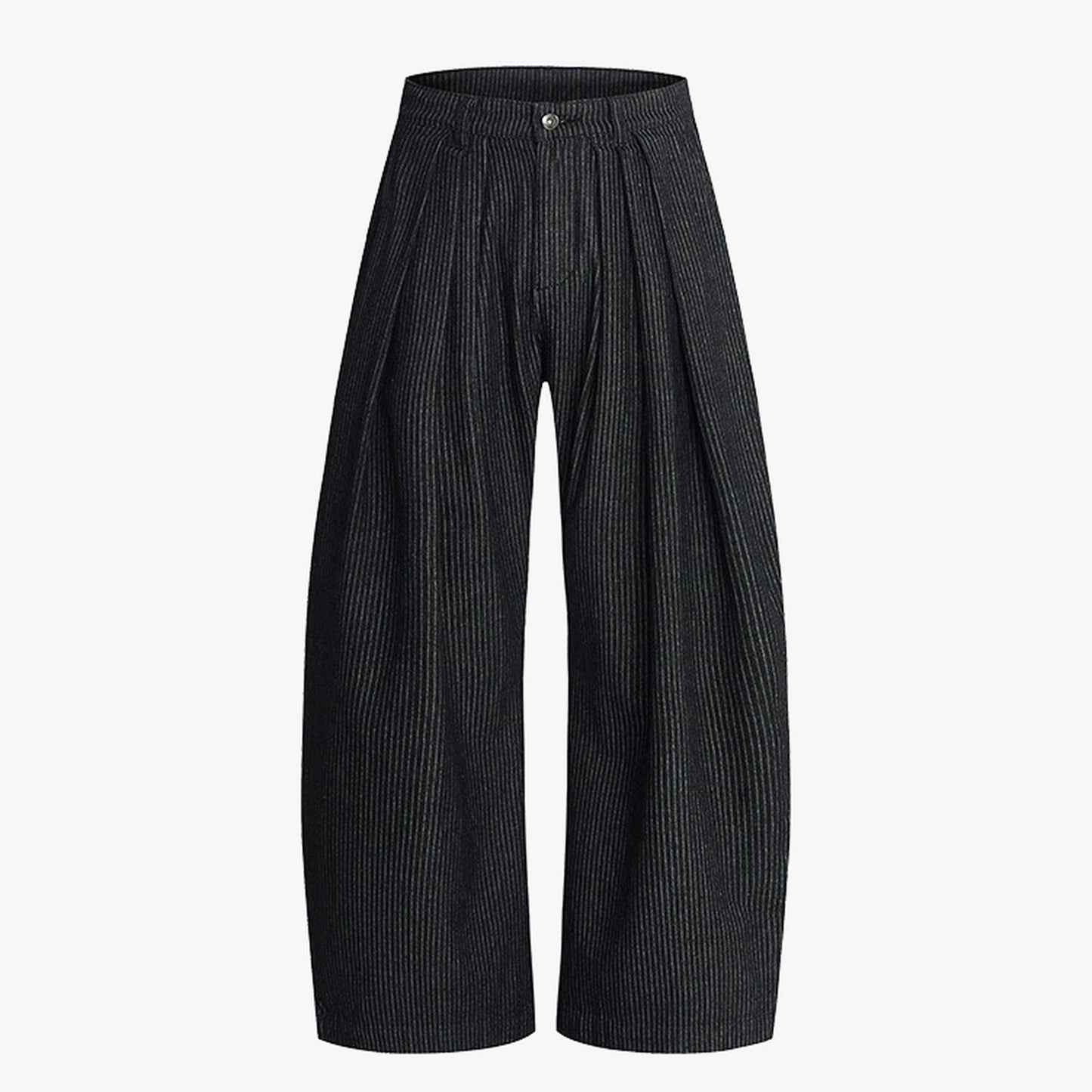 Vintage Pinstripe Pleated Wide-Leg Barrel Pants
