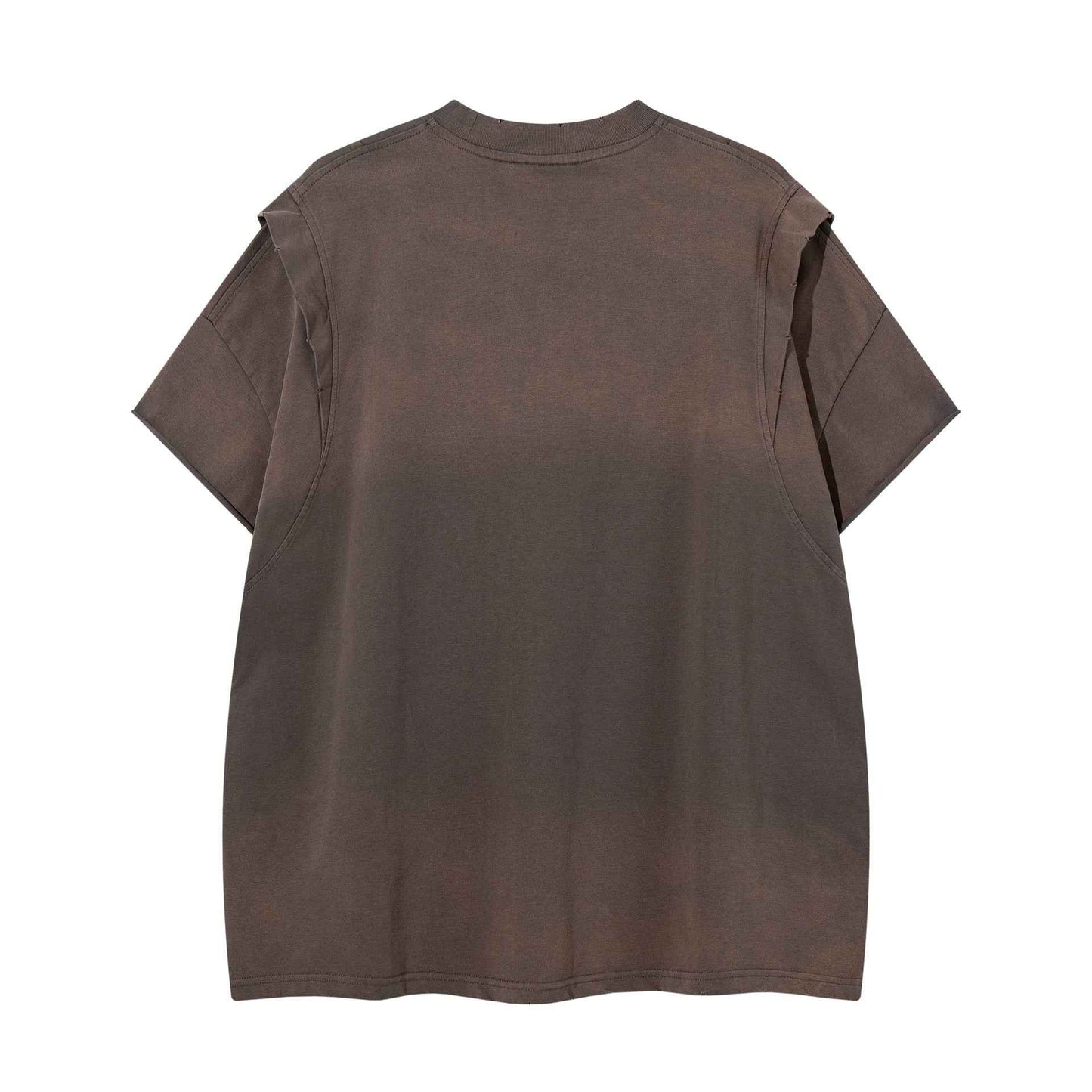 Deconstruction splicing gradient short sleeved shirt