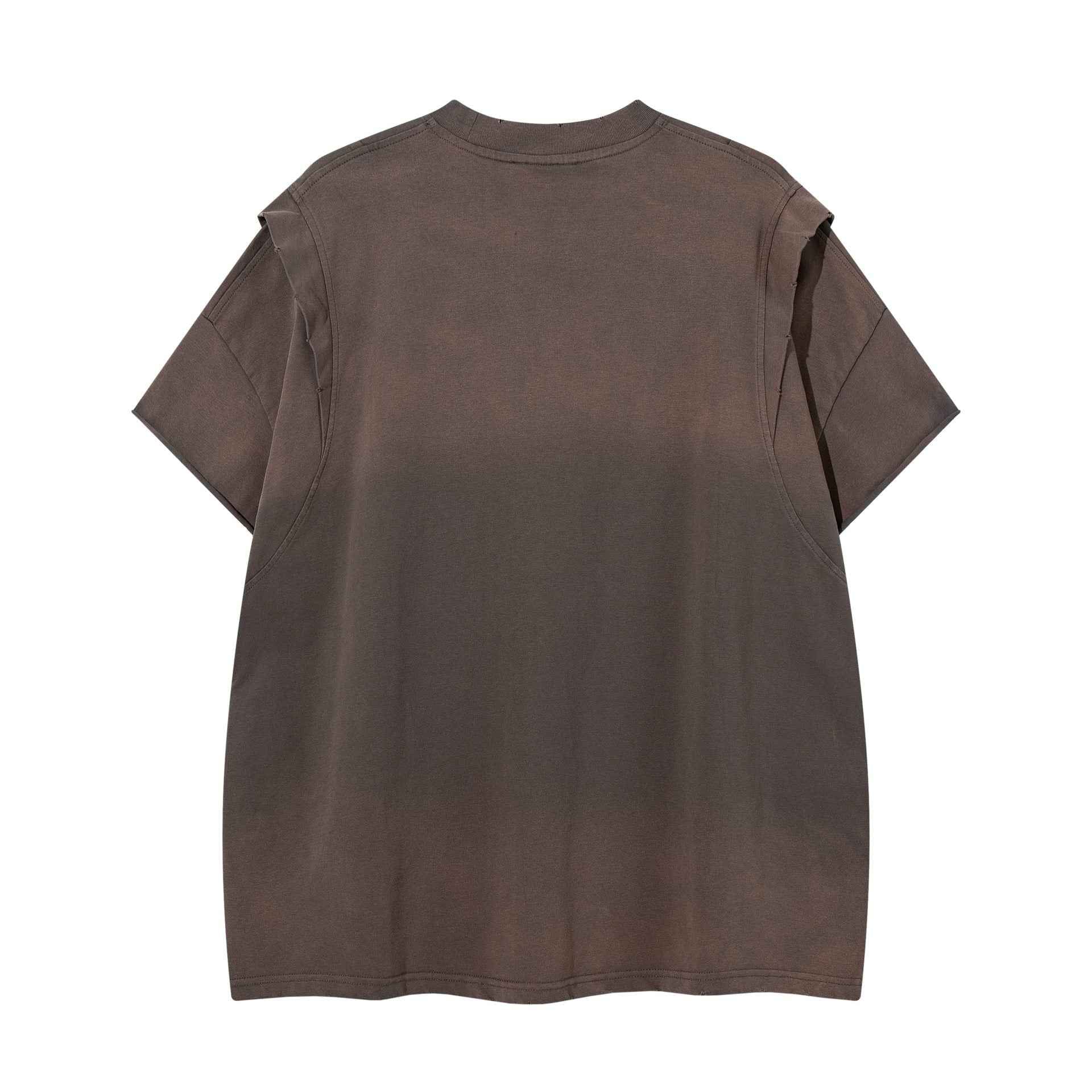 Deconstruction splicing gradient short sleeved shirt