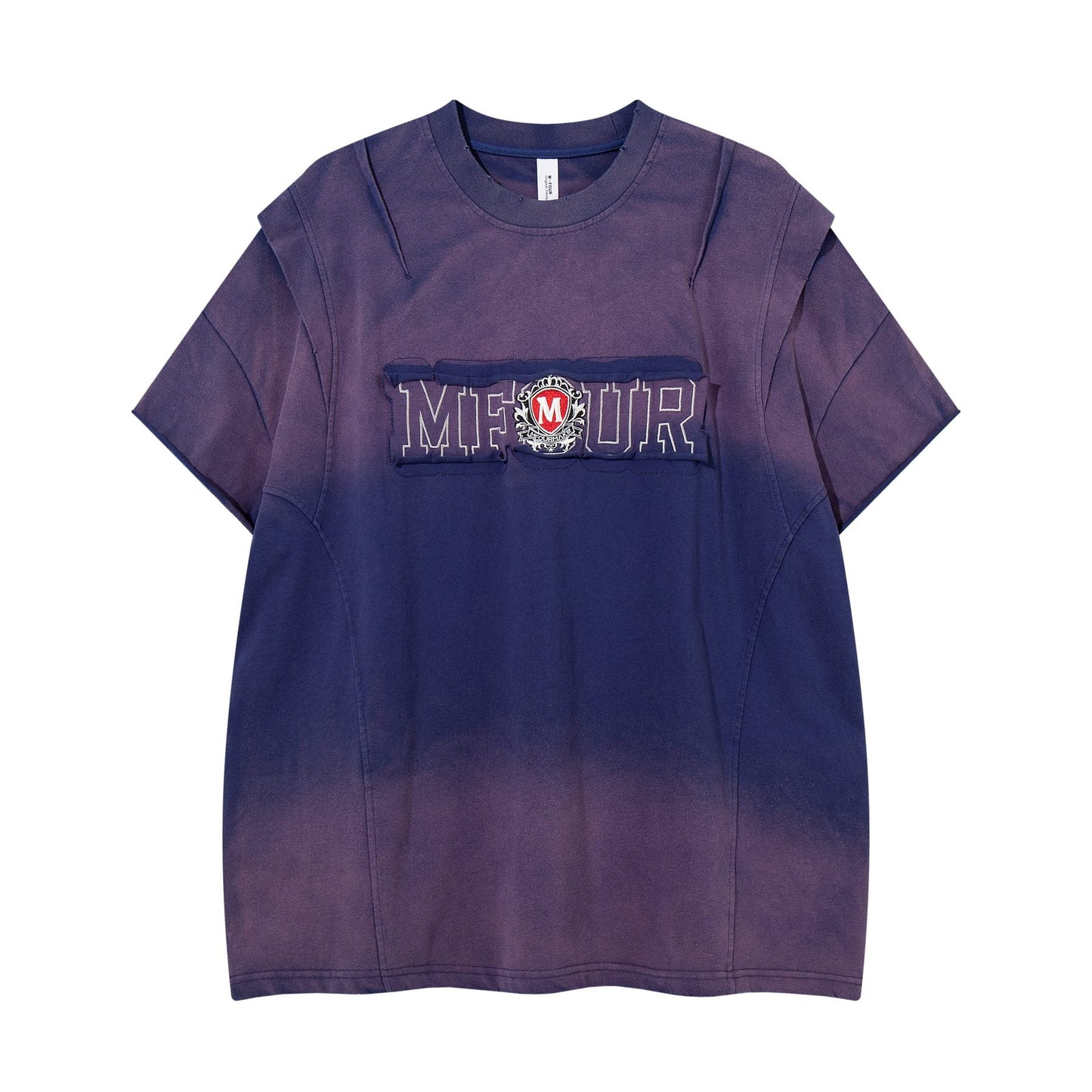 Deconstruction splicing gradient short sleeved shirt