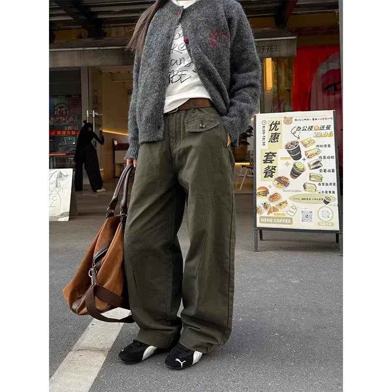 Retro Knife Pant Cut Tapered Cargo Casual Pants for Women, Loose Versatile Casual Drapey Long Pants, Ins Trendy