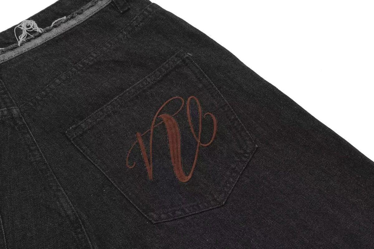 Distressed Denim Knee-Length Jorts - OMYGOODS