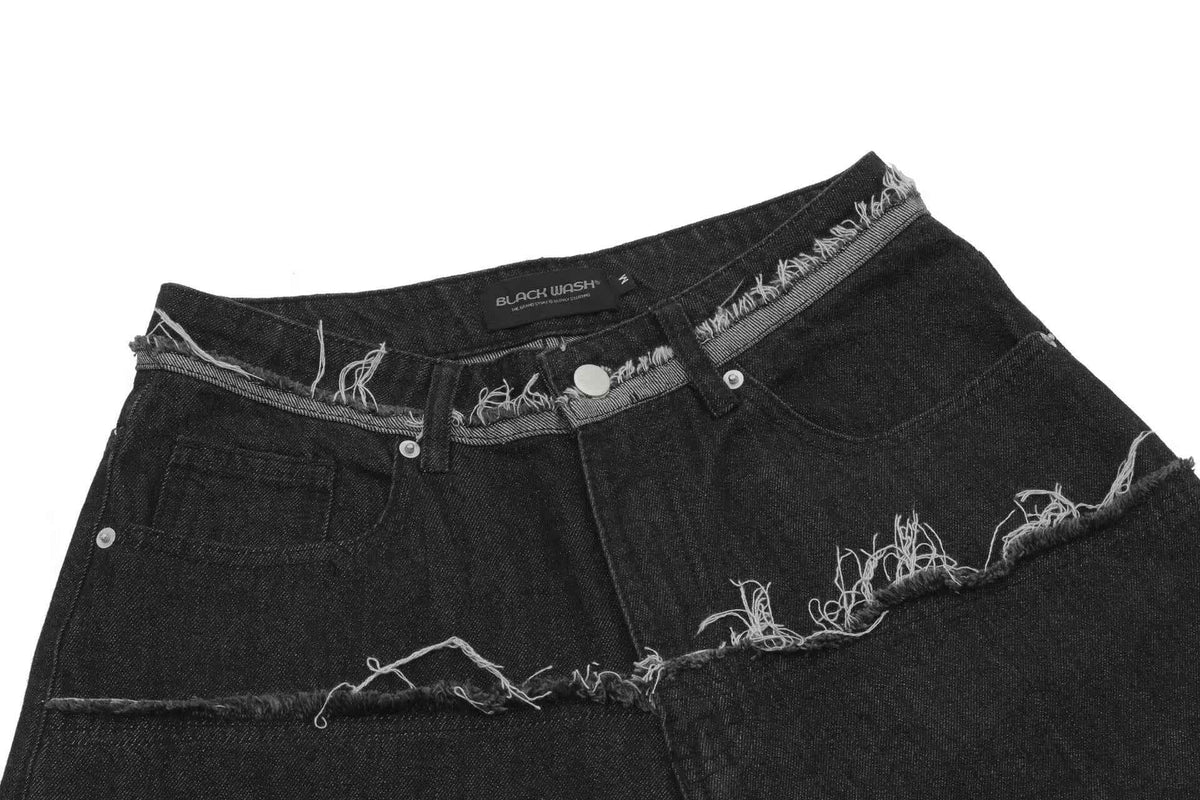 Distressed Denim Knee-Length Jorts