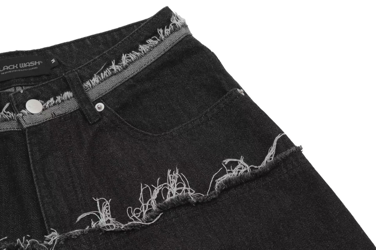 Distressed Denim Knee-Length Jorts - OMYGOODS