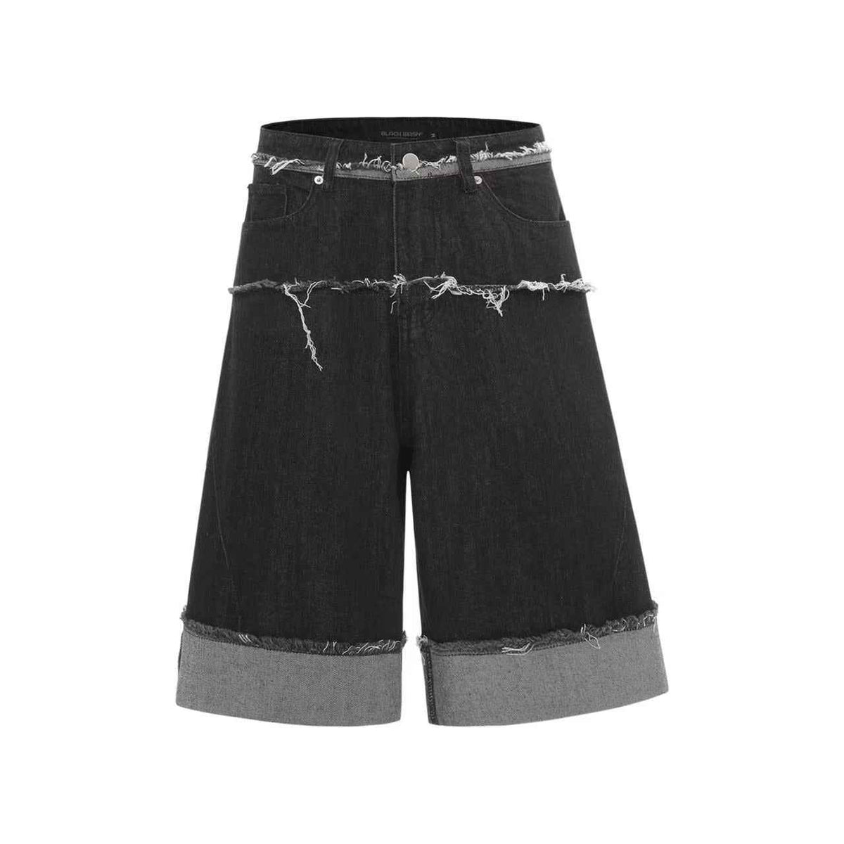 Distressed Denim Knee-Length Jorts