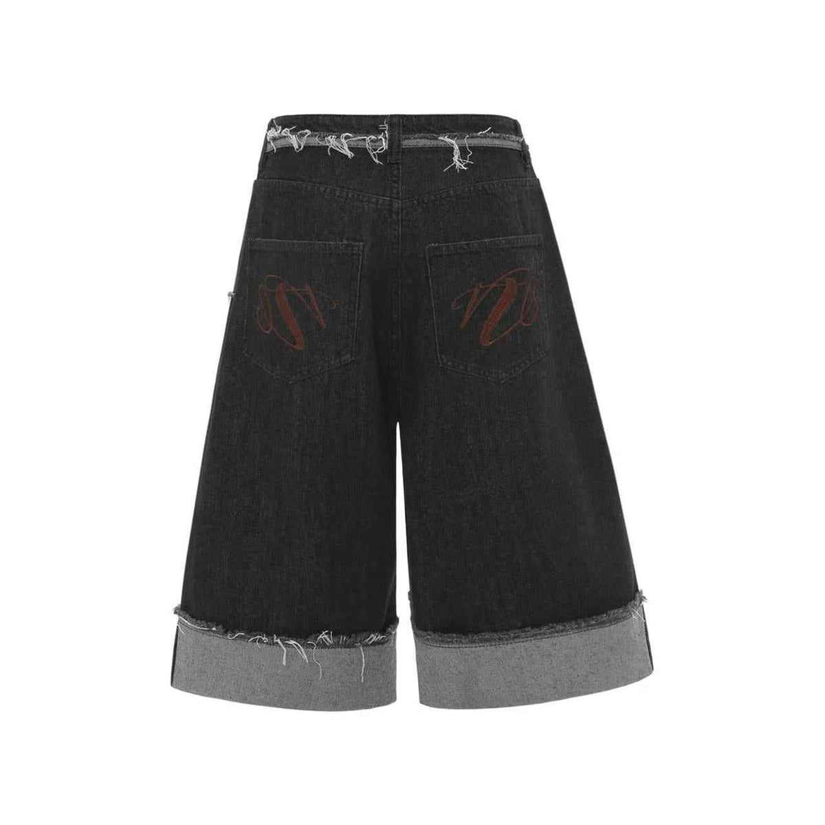 Distressed Denim Knee-Length Jorts