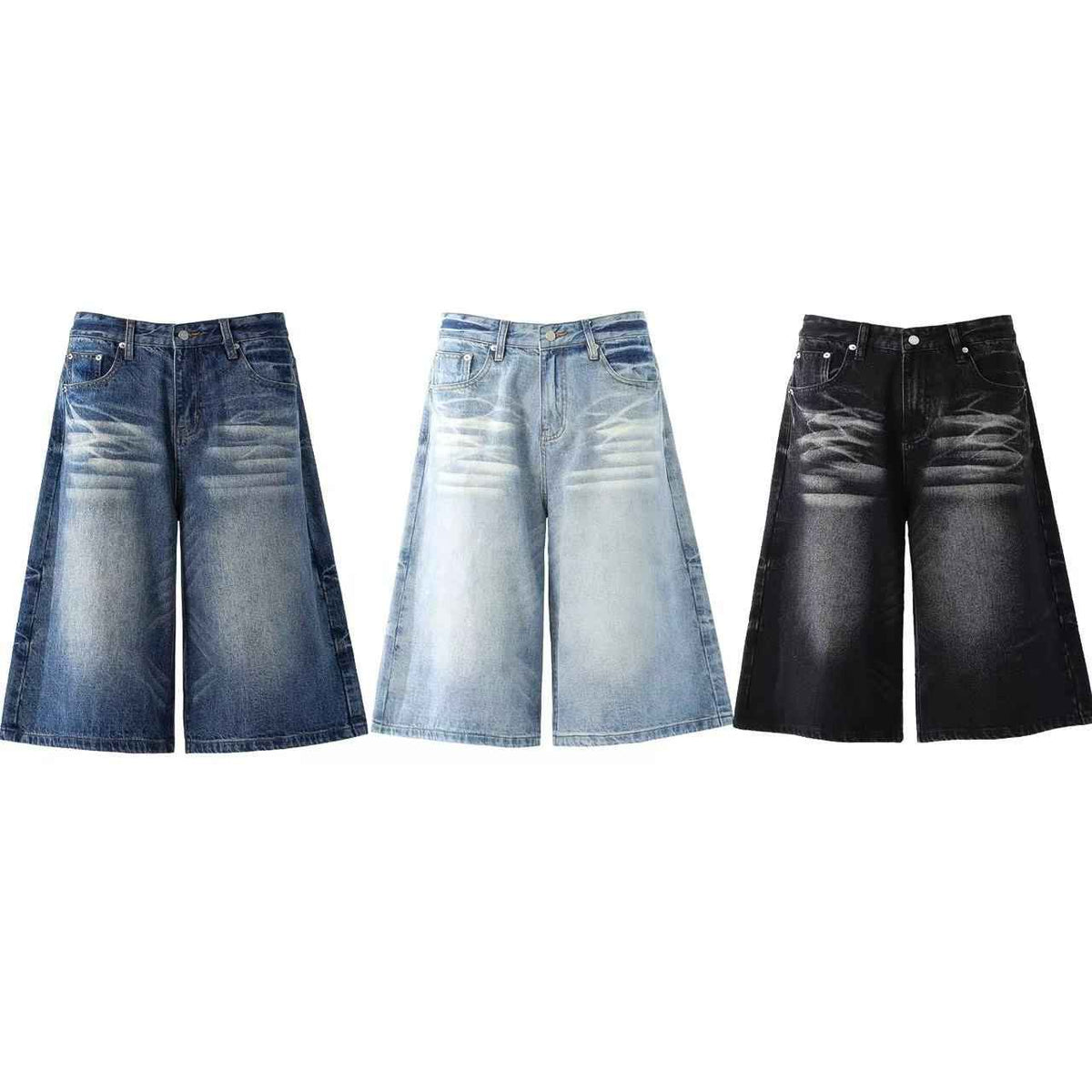 Washed Denim Knee-Length Jorts