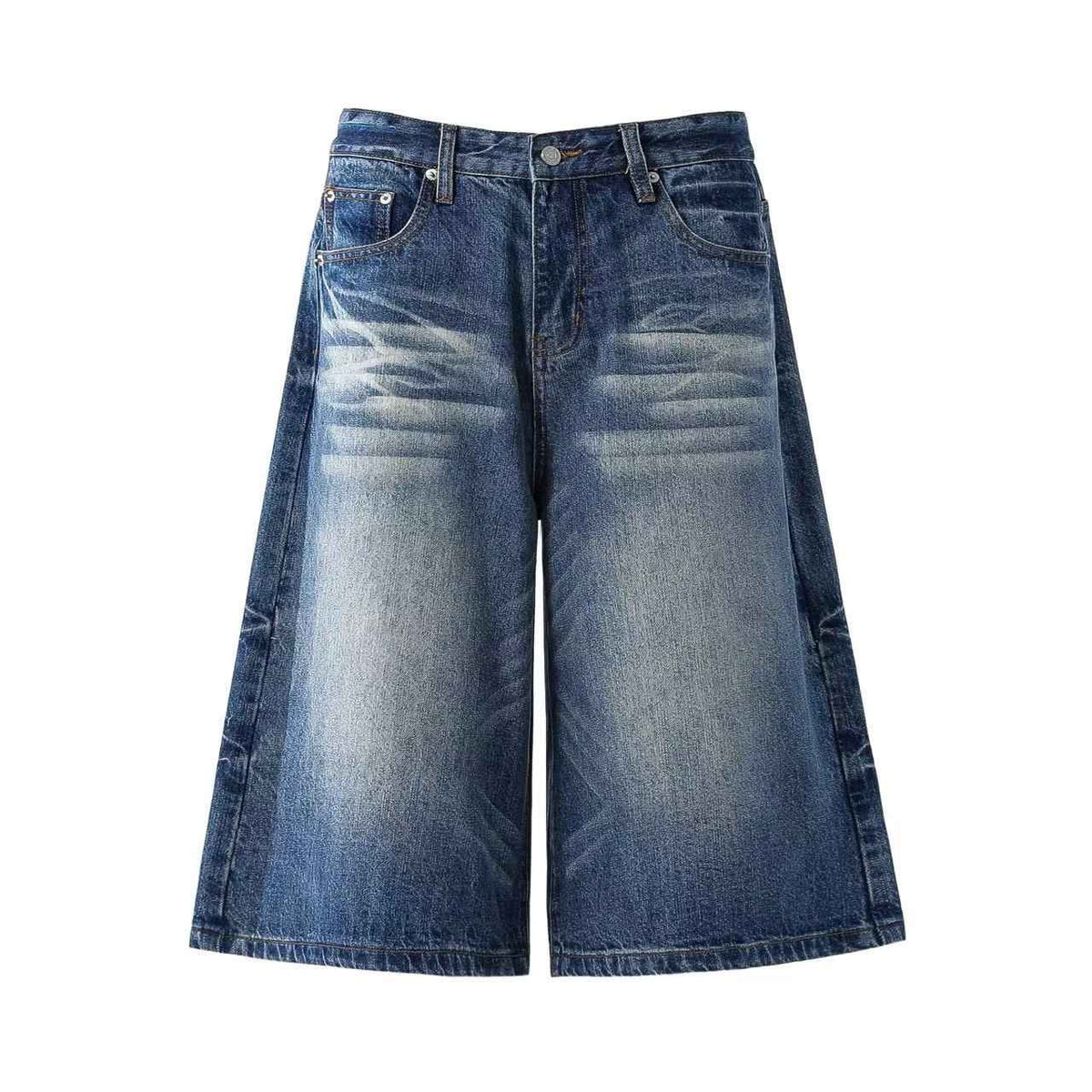 Washed Denim Knee-Length Jorts