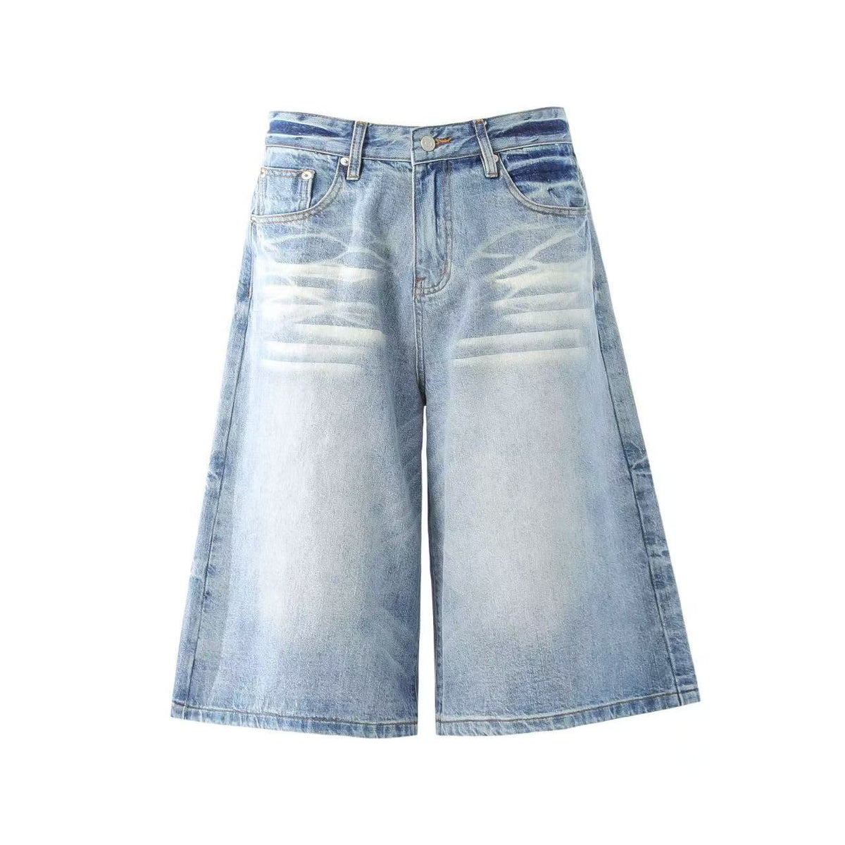 Washed Denim Knee-Length Jorts - OMYGOODS