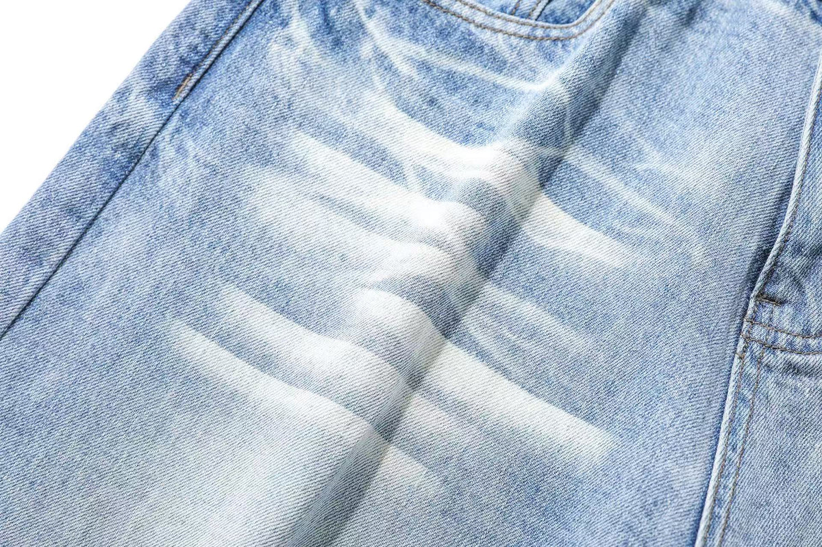 Washed Denim Knee-Length Jorts - OMYGOODS