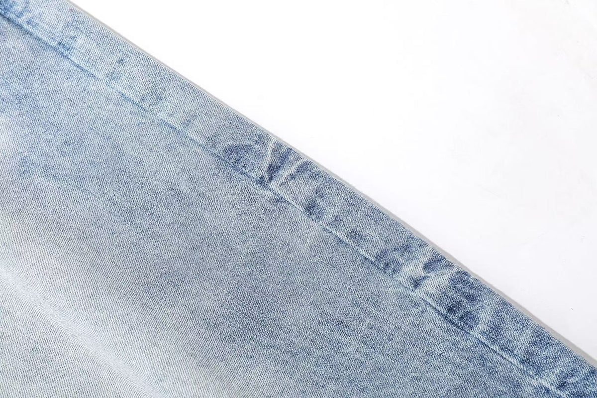 Washed Denim Knee-Length Jorts - OMYGOODS