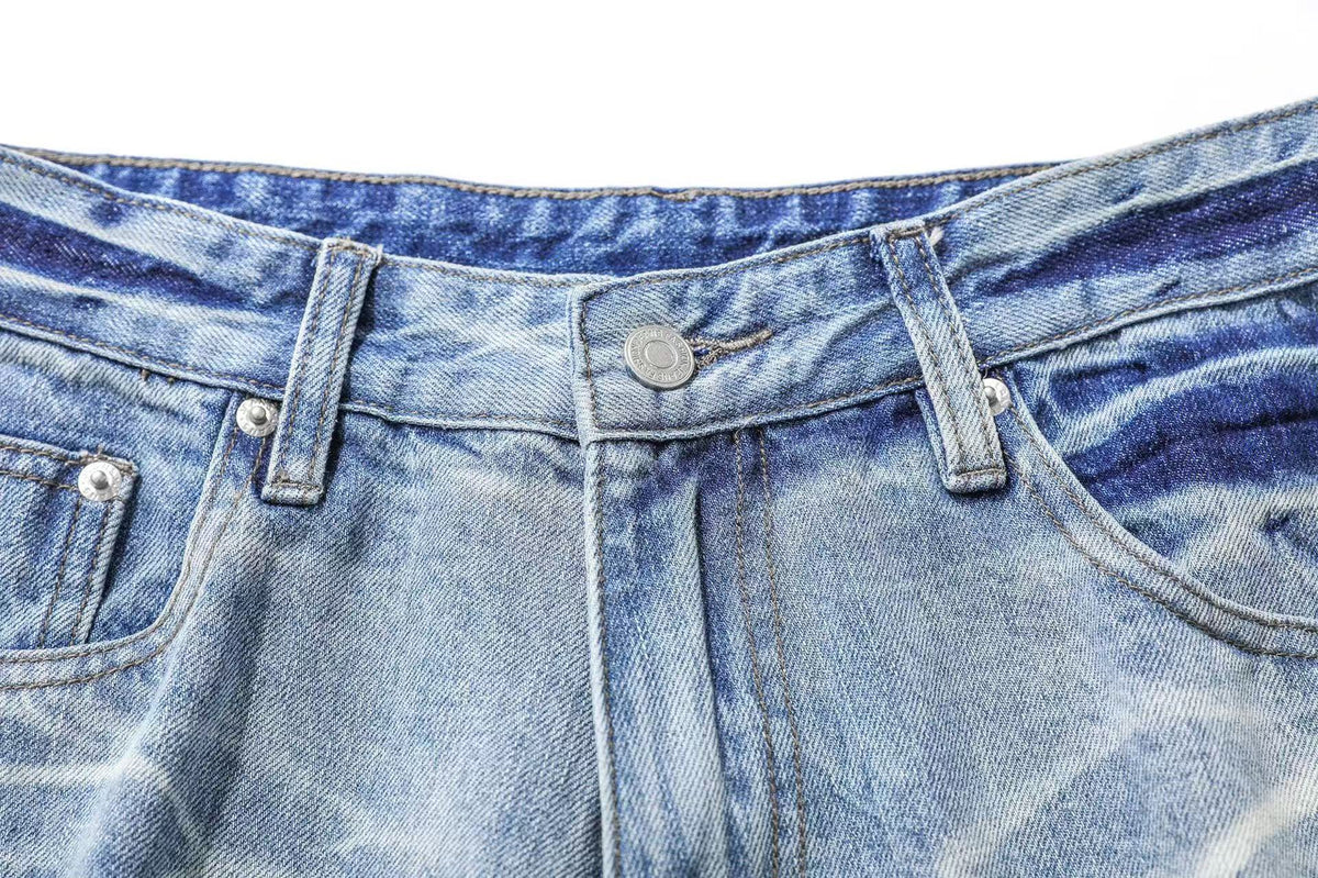 Washed Denim Knee-Length Jorts - OMYGOODS