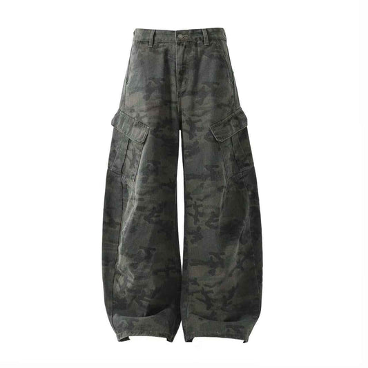 Camo Wide-Leg Cargo Pants