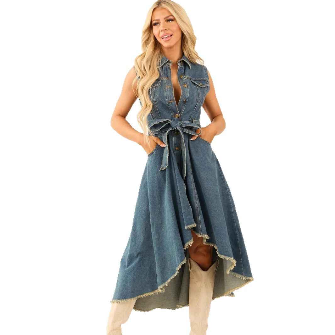 Cowboy dress, fashionable sleeveless, irregular personality