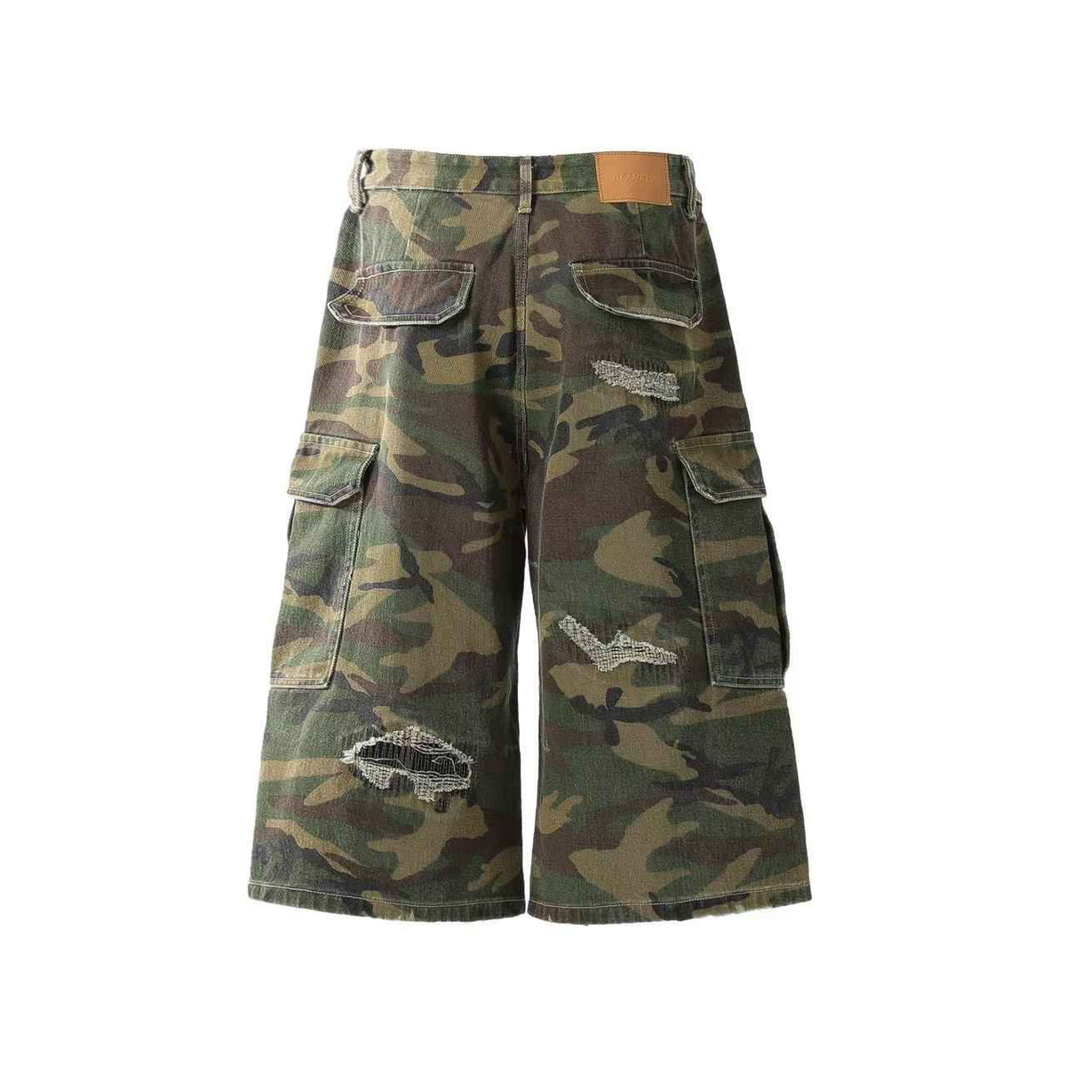 Distressed Camo Knee-Length Jorts
