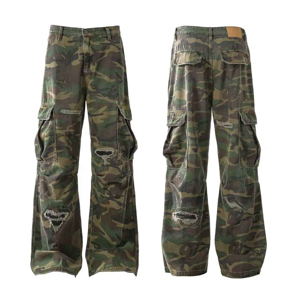 Distressed Camo Cargo Pants - OMYGOODS