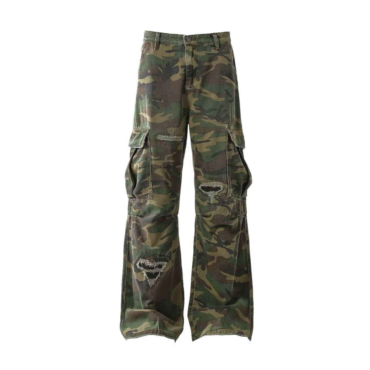 Distressed Camo Cargo Pants - OMYGOODS