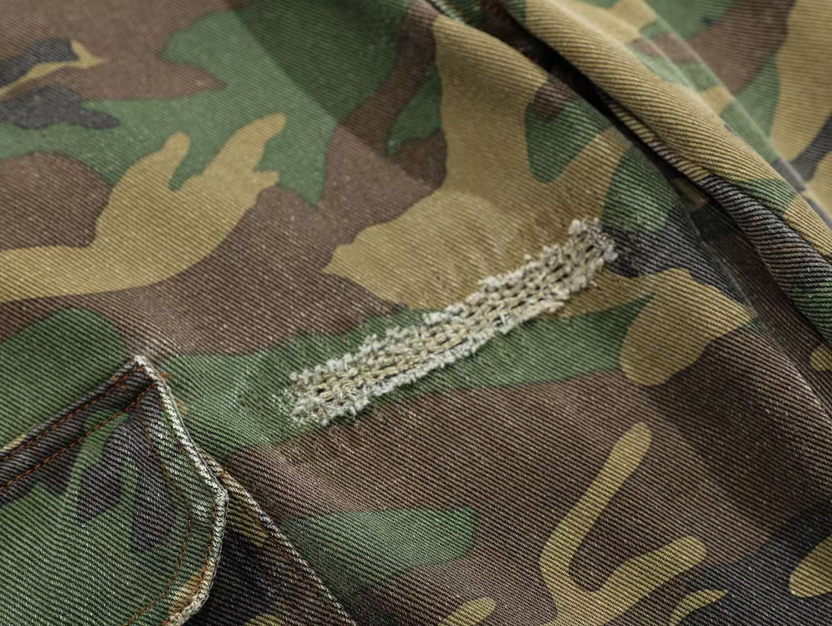 Distressed Camo Cargo Pants - OMYGOODS