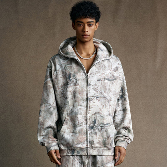 Forest Camo | Oversized Zip-Up Hoodie