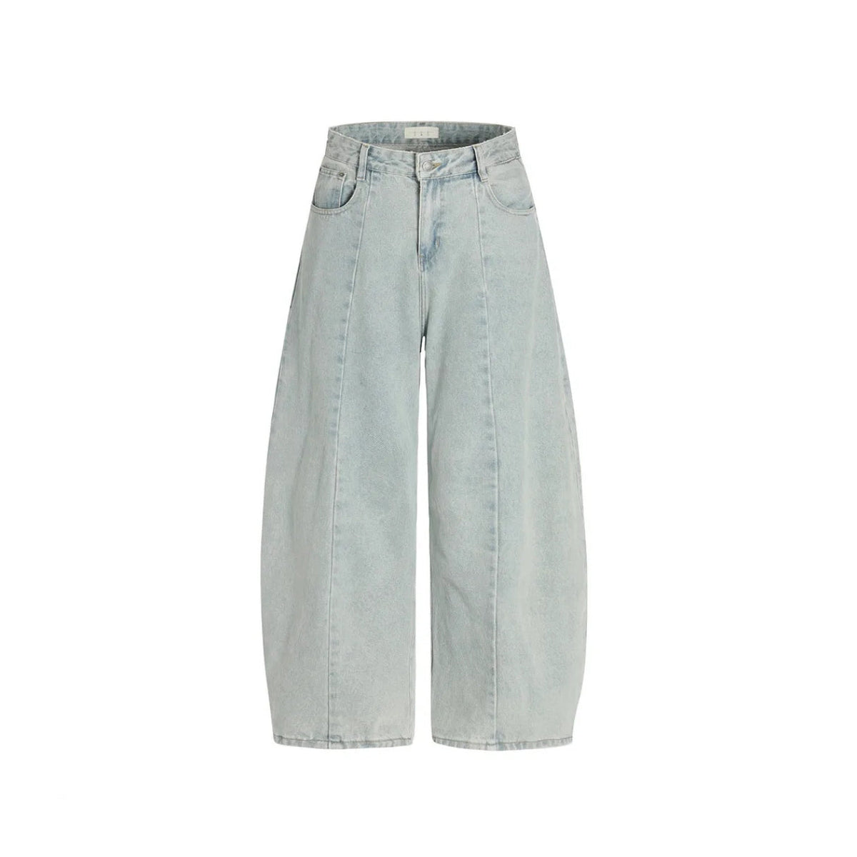 Ice Wash Panelled Barrel Jeans