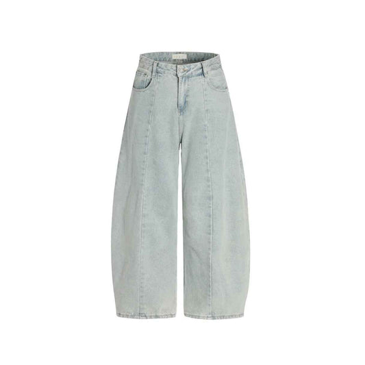 Ice Wash Panelled Barrel Jeans